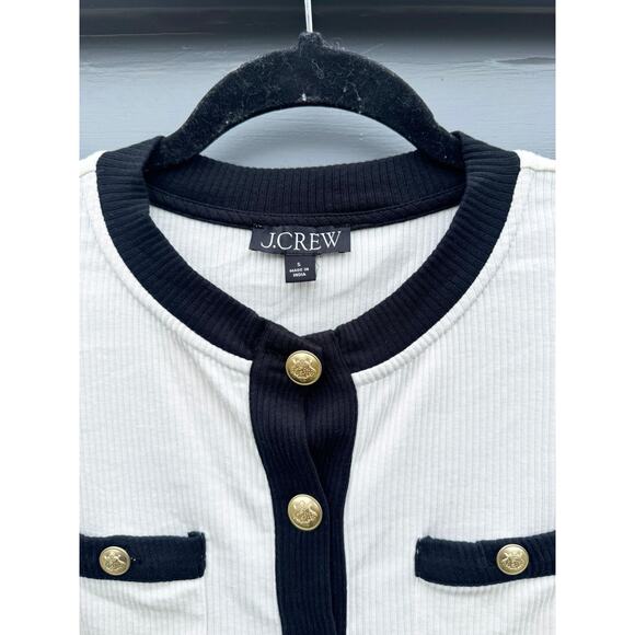 J.CREW Vintage Rib Lady Jacket White & Black Small S - Picture 4 of 5